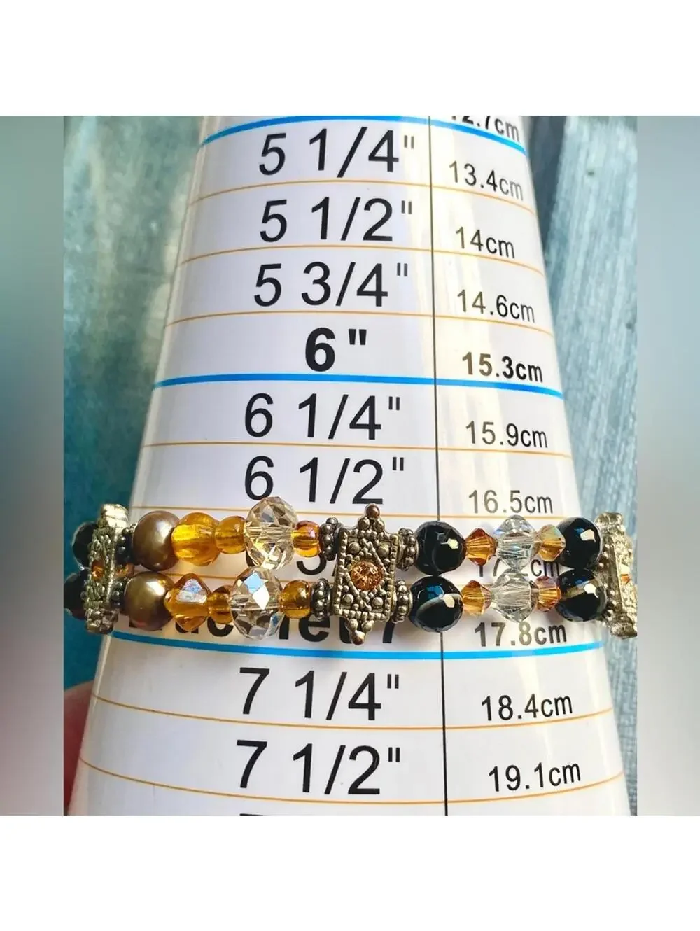 Vintage Amber AB Crystal Toggle Bracelet